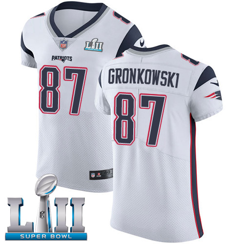 Nike Patriots #87 Rob Gronkowski White Super Bowl LII Men's Stitched NFL Vapor Untouchable Elite Jersey